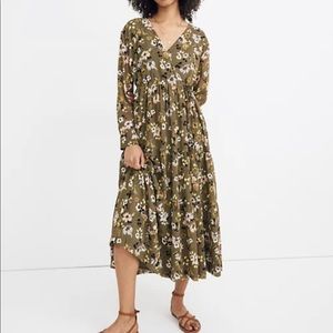 Madewell Green Floral Maxi Dress, M